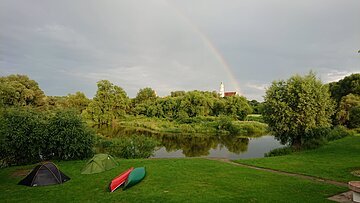 Regenbogen über dem Zeltplatz am KanuClub Donauwörth